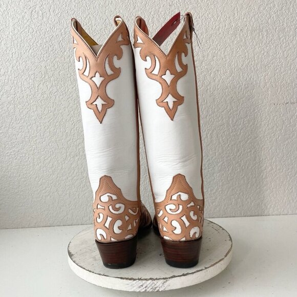 Rod Patrick Womens Cowboy Boots 8.5A Western Cowgirl White Leather French Toe - Picture 3 of 12